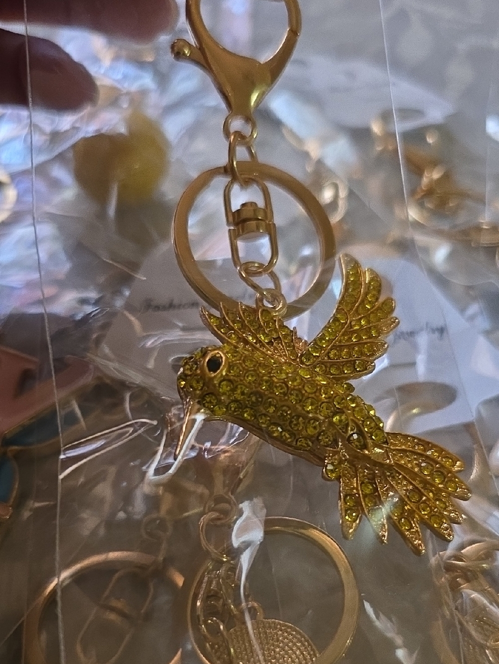 Fashion Jewelry Gold-Tone Crystal Charm Keychain with Multicolor Gem Accents - Picture 8 of 16